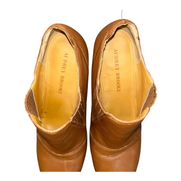 Audrey Brooke Avignon Ankle Boots Women’s 9 Tan Brown Leather Heeled Booties - Picture 6 of 11